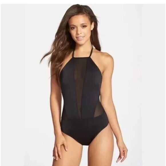 NWT TED BAKER Mech Mesh Panel Swimsuit in Black Size US 8 - Picture 4 of 13